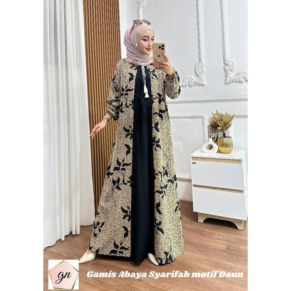 KEKINIAN gamis abaya syarifah/gamis cardigan batik/gamismurah/gamis abaya KEKINIAN