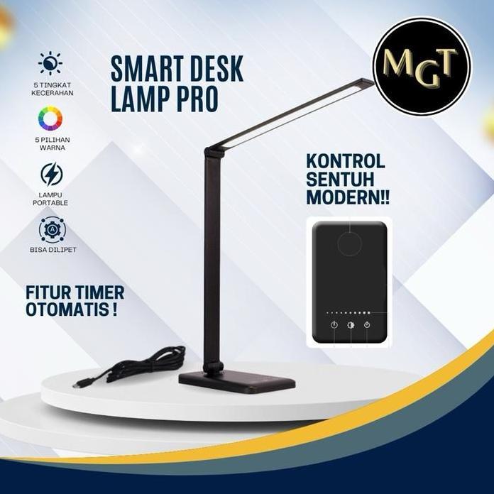 MGT Smart Desk Lamp Pro - Lampu LED Meja Belajar USB Kontrol Sentuh Modern Putih & Hitam Cahaya Cool