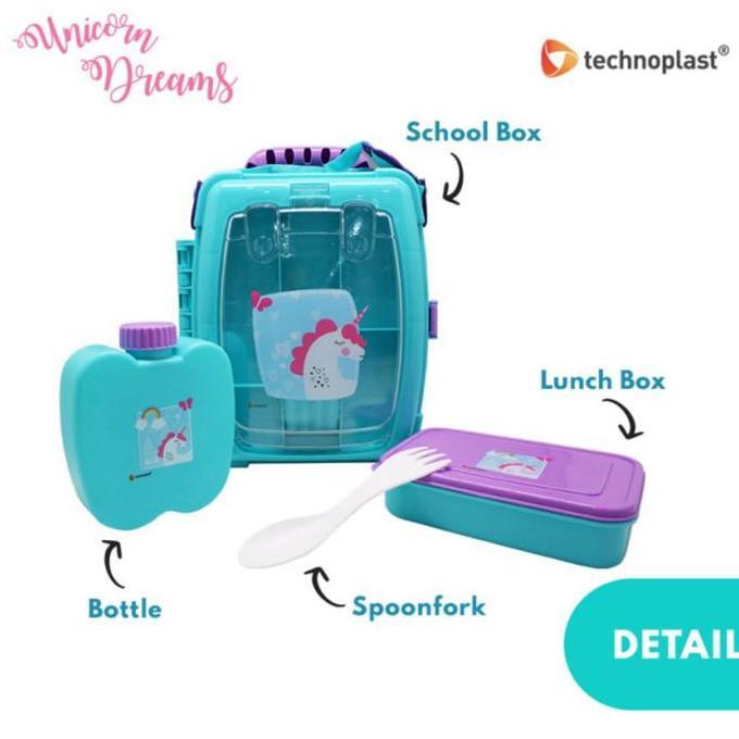Technoplast Unicorn Dreams School Lunch Box Koper Set Kotak Makan Anak