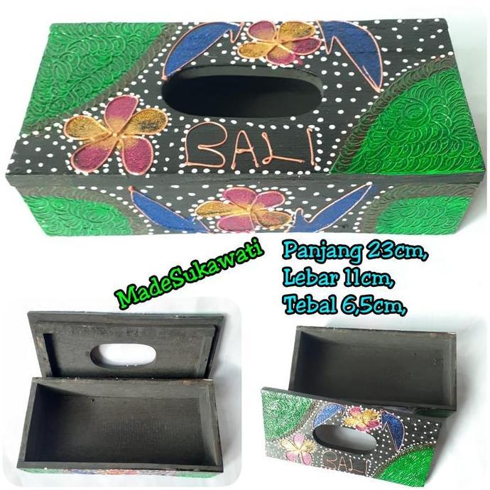 @@@@] Kerajinan kayu kotak wadah Tempat kotak tisu tissue lukis tutul handmade bali