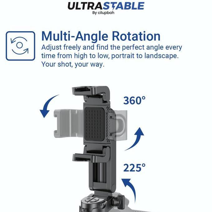 Ayoayo- Ultra Stable Sp15T Mini Tripod Tongsis Hp 40Cm - Selfie Stick Lipat Bisa Berdiri, Multi-Angl