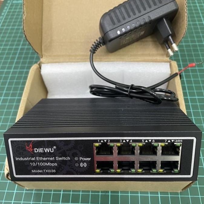 Diewu 8 port Ethernet switch Din Rail with PSU