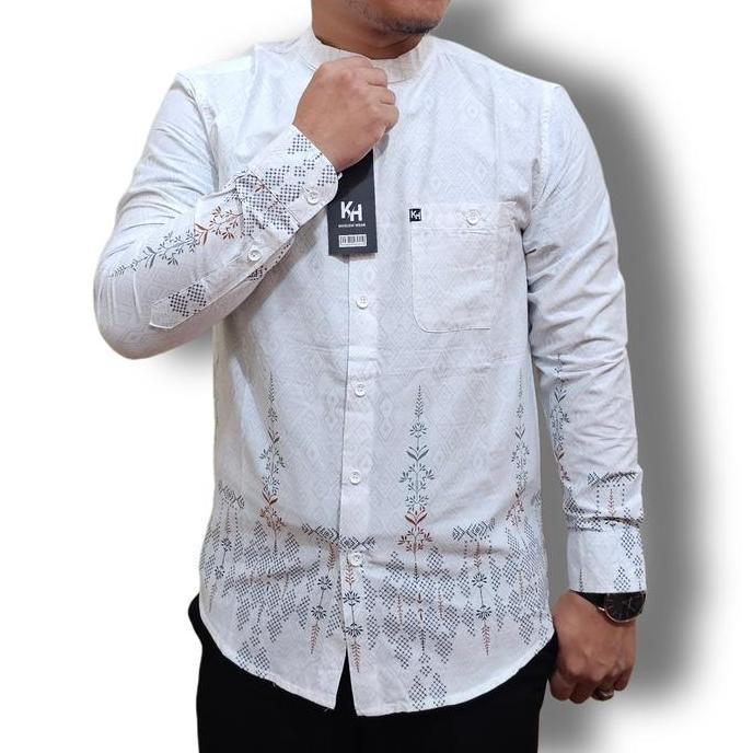 CUCI GUDANG Kemko Dewasa KH Kemeja Koko Pria Lengan Panjang Bahan Katun Linen India Premium Ada Ukur
