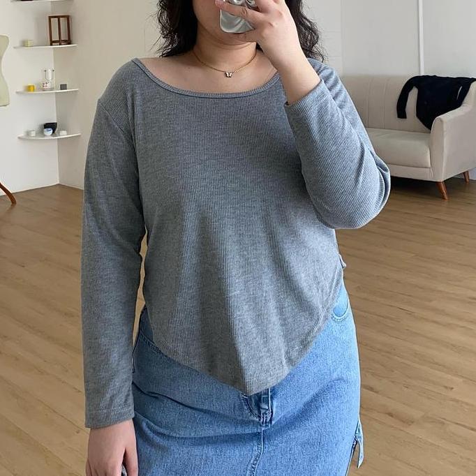 Bisakok- Clara Top - Kaos Knit Lengan Panjang - Knit Top Lengan Panjang - Atasan Kaos Wanita Lengan 