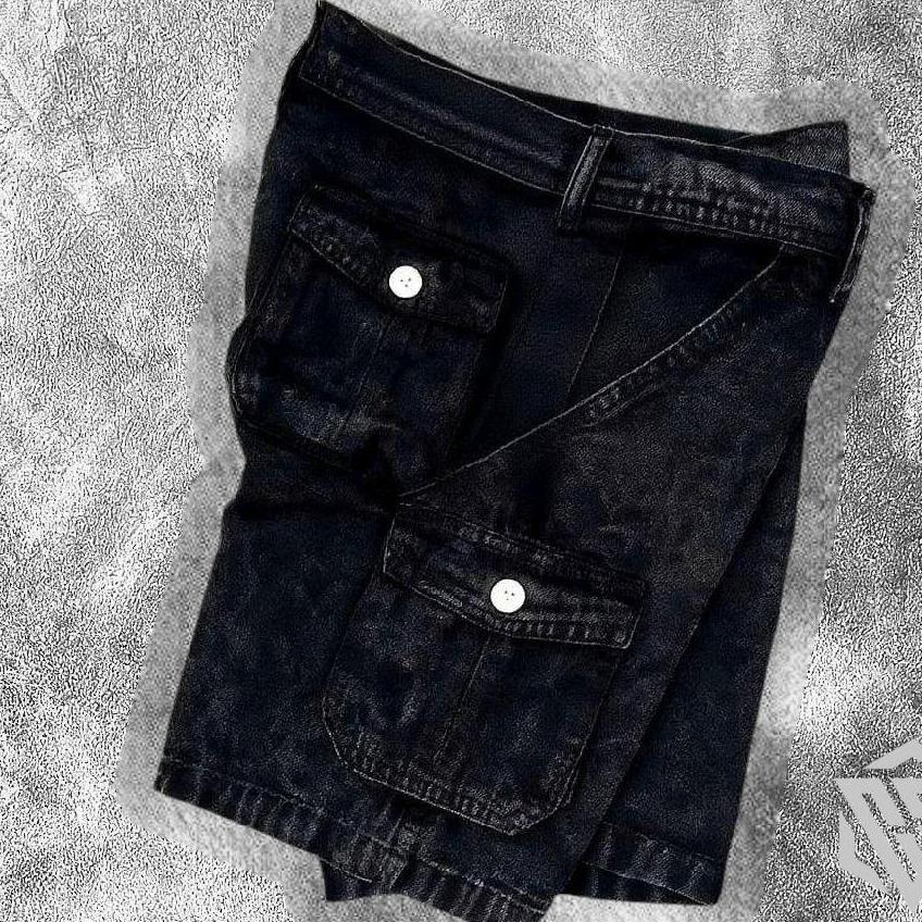 premium celana cargo pendek jeans washing snow basic denim pdl boardshort