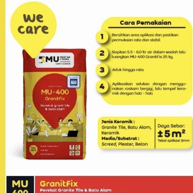 Mortar Utama MU 400 Perekat Granite & Batu alam GranitFix MU400 - 25kg