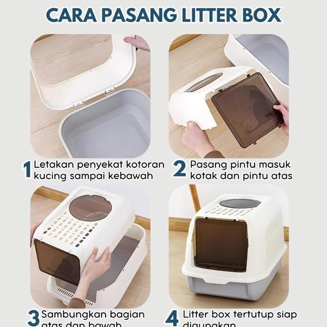 Grosir Litter Box Tertutup Dengan 2 Sisi Pintu - Bak Pasir Kucing Free Sekop - Cat Toilet Full Tertu