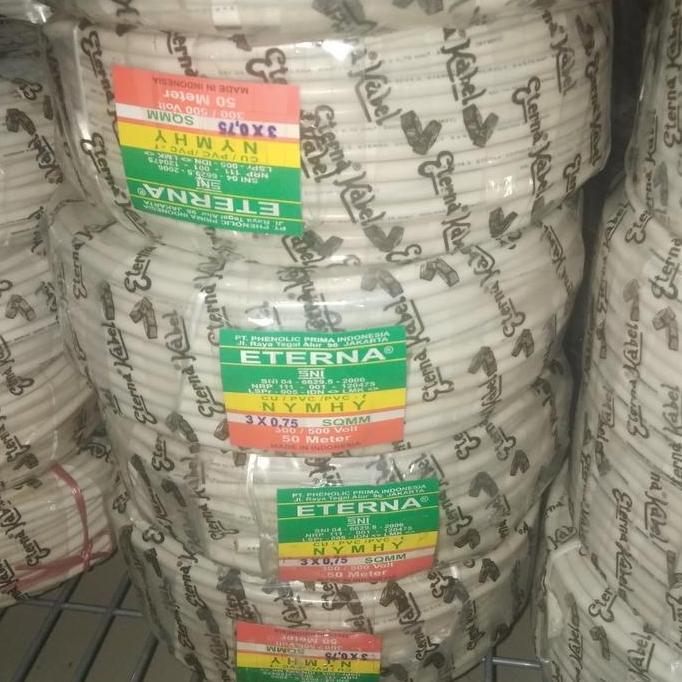 Kabel Eterna Nymhy 3X0,75 @50M 3X0.75 Putih Serabut