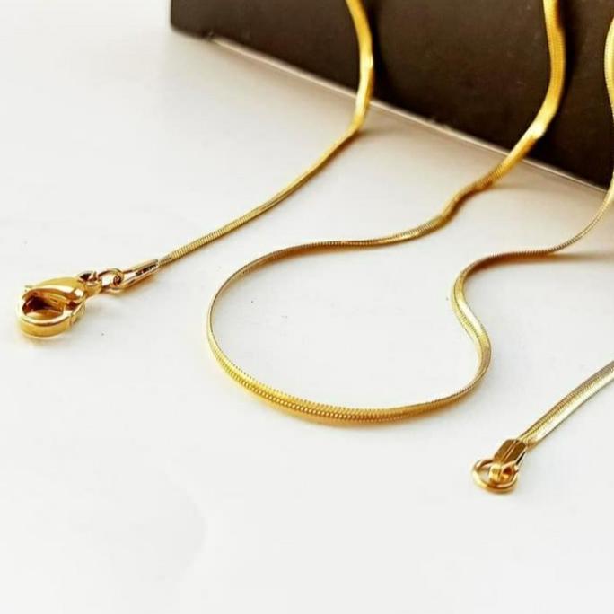 DB204 >> Kalung titanium model belut ular pipih 50cm-kalung pria-wanita-emas