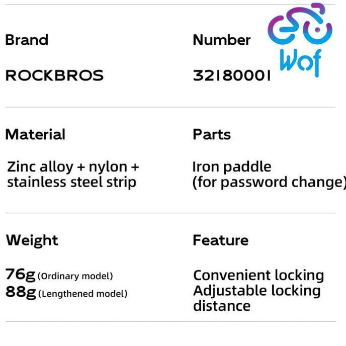 ROCKBROS 84652 Kunci Gembok Sepeda Motor Helm Portabel Pengikat Kabel Pengaman Anti Maling Kunci Tal