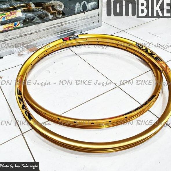 Sepasang Velg 26 Raze R6 32 Hole 32H H Gold Rim Rims Sepeda Mtb Lebar