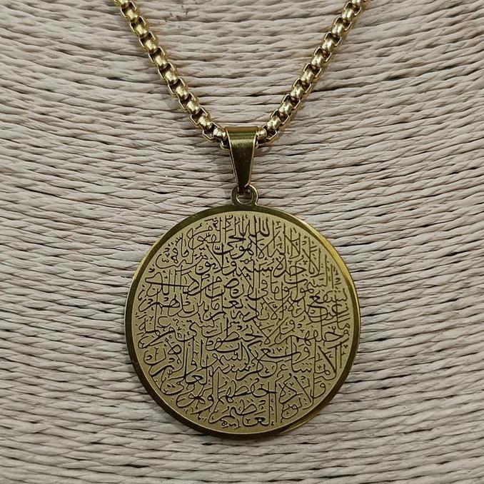 DB207 - KALUNG LIONTIN TITANIUM AYAT KURSI MODEL BULAT BESAR