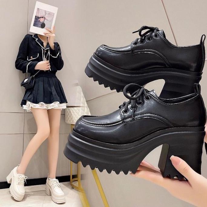 FA18 sepatu wedges  Cewek Kasual Kerja Perempuan Putih Shoes ringan nyaman sol tebal tinggi wanita i
