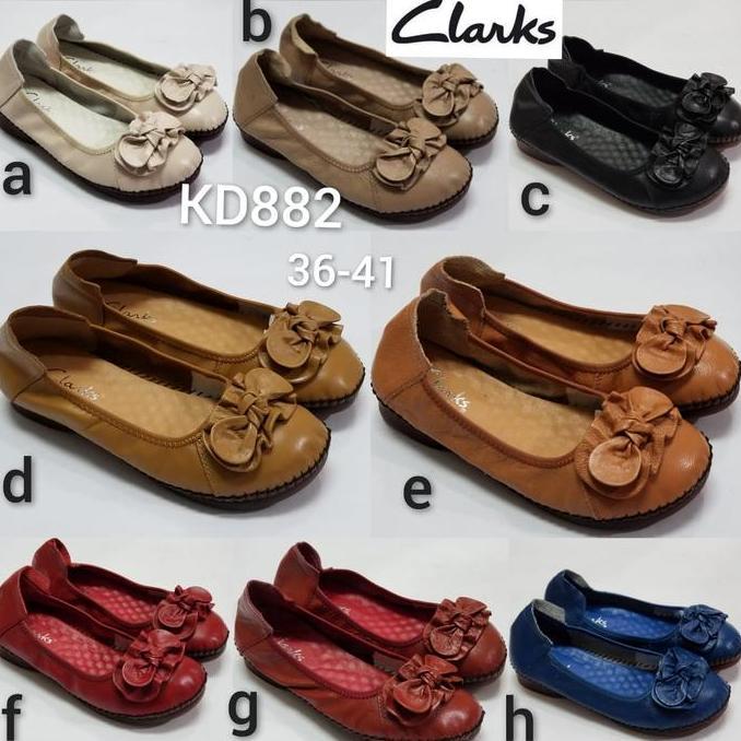 Clarks KD882 Genuine Leather Sepatu Flat Wanita terlaris