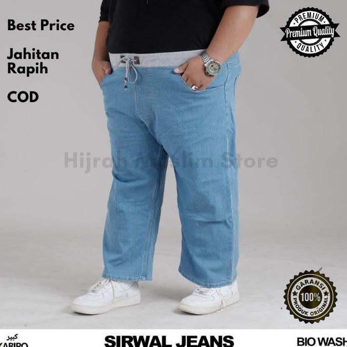 Celana Sirwal Jeans Denim Size Besar JUMBO 3XL - 6XL Bigsize Pria Dewasa Cingkrang