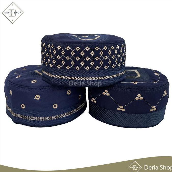 Kirimya- Peci Madinah Bugis Haji Kopiah Medina Santri Pesantren Dewasa Anak Laki Motif Model Bordir 