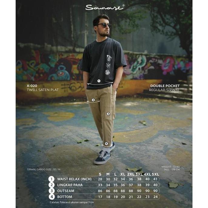 SAMASE X020 Sirwal Double Pocket Slimfit Twill Satenflat Sirwal Big Size