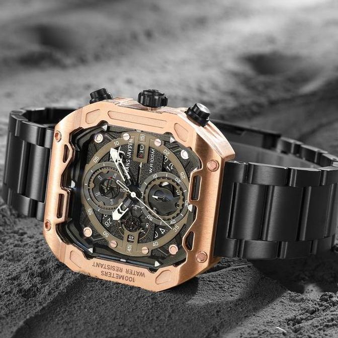 Evans Jayden Jam Tangan Pria 9596 Rantai Stainless Steel Chronograph Kaca Sapphire Water Resistant 1