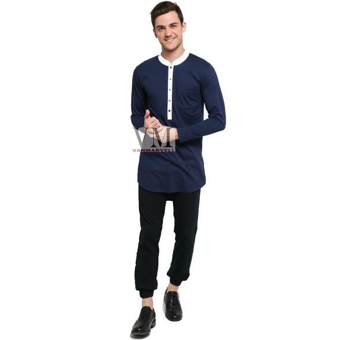 VM Gamis Biru Dongker Gamis Jumbo Gamis Pria Baju Koko Polos SS