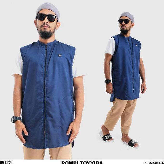 Rompi Toyyiba ROSAL Rompi Sholat Pria Muslim Full Zipper Bahan Toyobo Elegan Nyaman Kerah Koko Denga