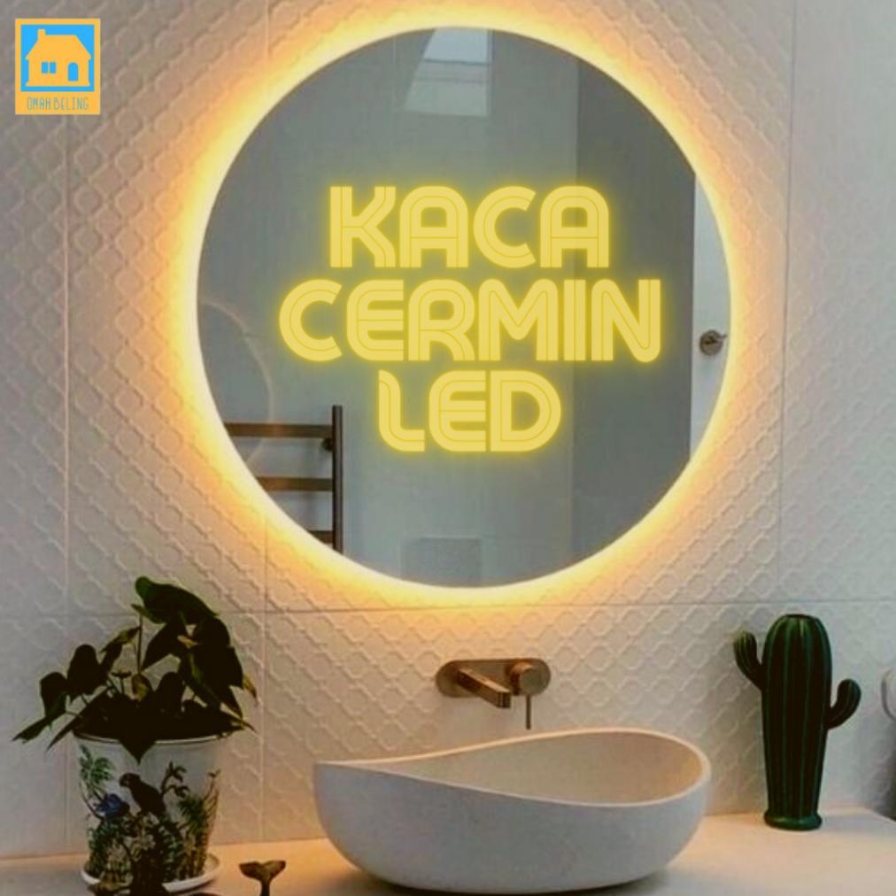[JY] Cermin Aesthetic Lampu Gantung Bulat LED Strip Diameter 34 & 40cm Kaca Cermin Lampu Cermin Dind