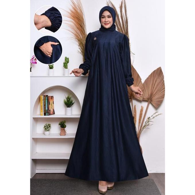 Gamis Pesta Cringkle Silk Sutra Premium - Dress Kondangan Terlaris - Standar Jumbo