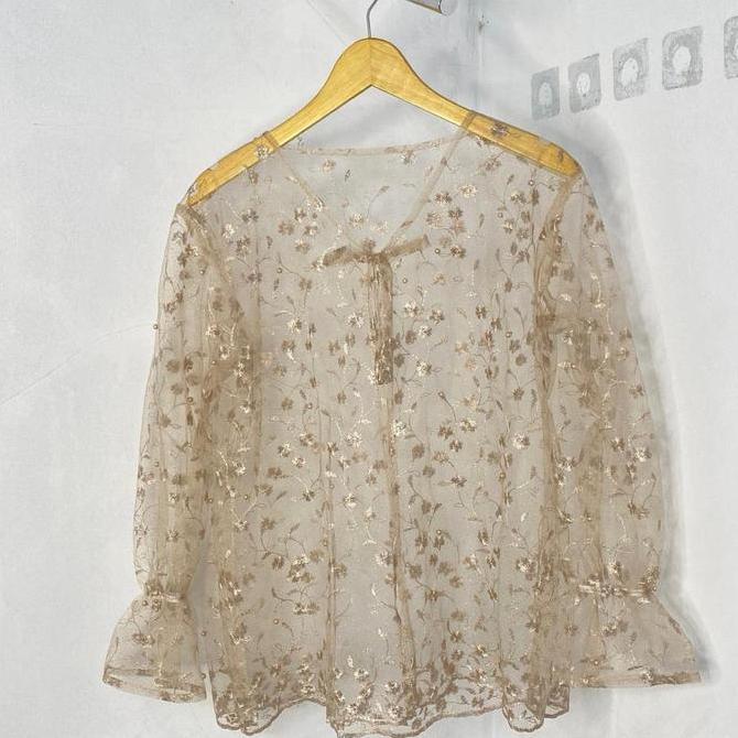 outer vest long, vest brukat panjang, tunik brukat, kebaya brukat