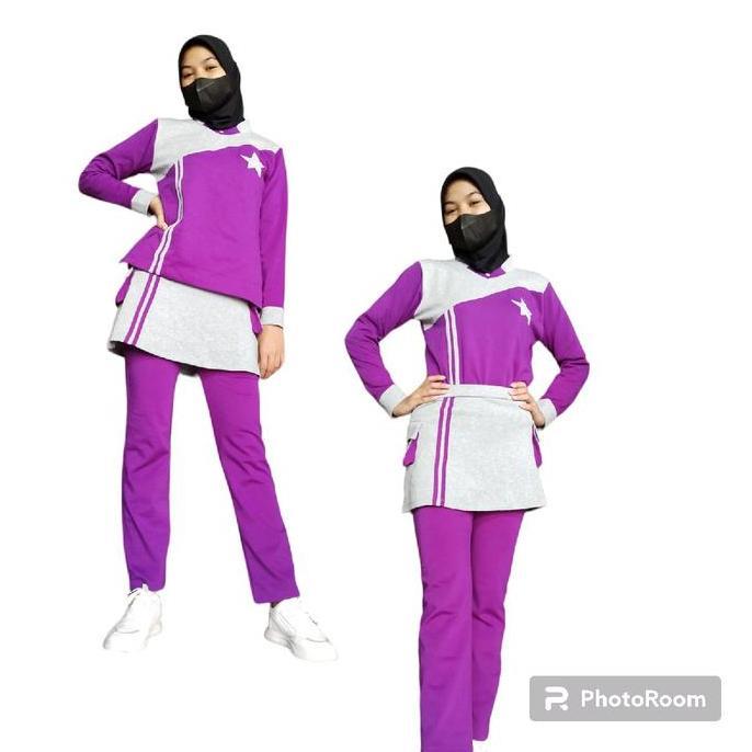 Baju senam muslim ungu bintang Katun Wanita spandex katun turkish