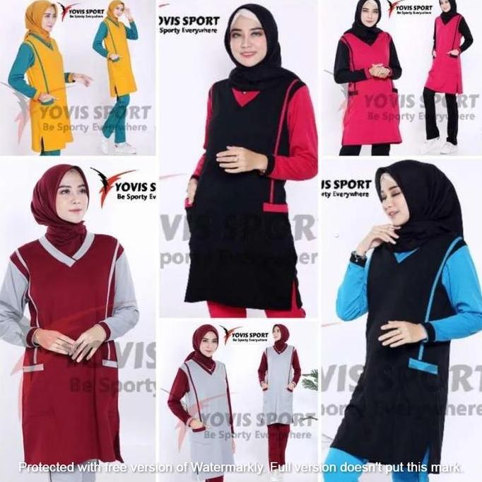 Setelan tunik Yovis Sport / stelan senam / setelan olahraga setelan muslimah