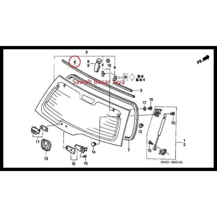 HOT DEAL KARET LIST LIS KACA BELAKANG CRV GEN 2 2003 2004 2005 2006 ORIGINAL
