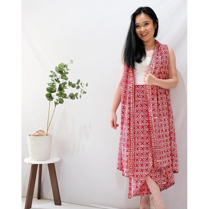 OUTER BATIK OUTER TANPA LENGAN BATIK MODERN LUARAN WANITA OUTER BATIK BATIK MODERN WANITA SLEEVELESS