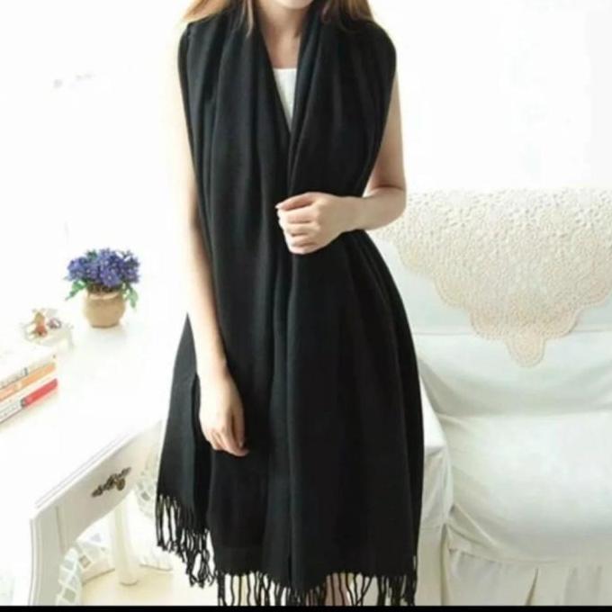 PASHMINA MOTIF POLOS // SYAL POLOS CASHMERE // SELENDANG IMPORT