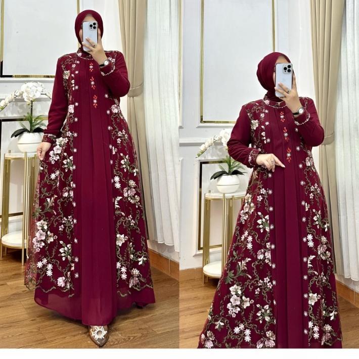 PROMO Gamis Pesta Mewah Elegan Misela Drses BO Size M L XL XXL XXXL LD 100-130 CM PB 140 CM Bahan Ti