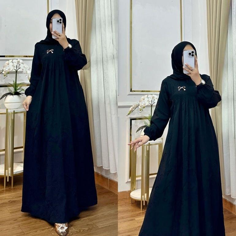 HOT DEALS Nura CollectionOfficial - Katpol Zakira - Katun Polo Bordir - Baju Gamis Wanita Model Terb