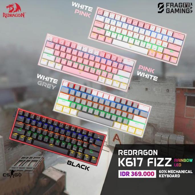 BEBAS ONGKIR - Redragon / Reddragon K617 / K617R Rainbow 60% FIZZ K617-R Keyboard