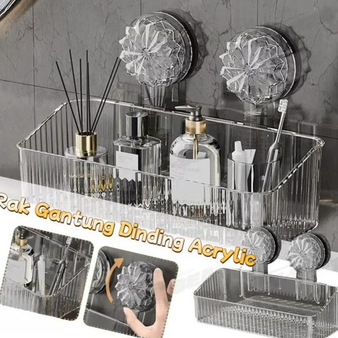 FERNOREN Rak Gantung Dinding Acrylic  Aesthetic Bergaris/Multi Hanging Organizer Basket Rak/Rak Gant