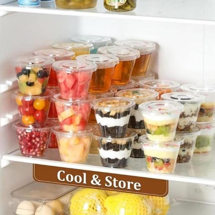 Vinnatsu 50pcs 150ML Gelas Puding Kecil Dessert Bowl Jelly Cup Mika Tray Mika Ice Krim Cup Jelly Sal