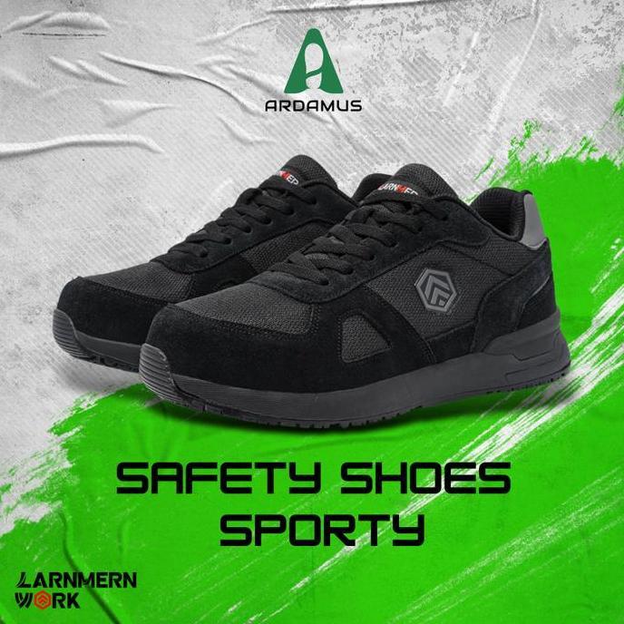 Sepatu Safety Shoes LARNMERN L9096 Black S1 SRC Anti Statis ESD Sepatu Kerja Pria & Wanita Model Sne