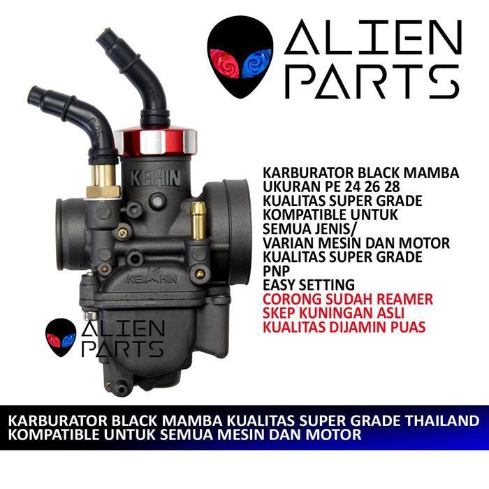 (Cod) Karburator Keihin Pe 28 26 24 Black Mamba Skep Kuningan Thailand Pe28 Pe26 Pe24 Hitam Sekep Se