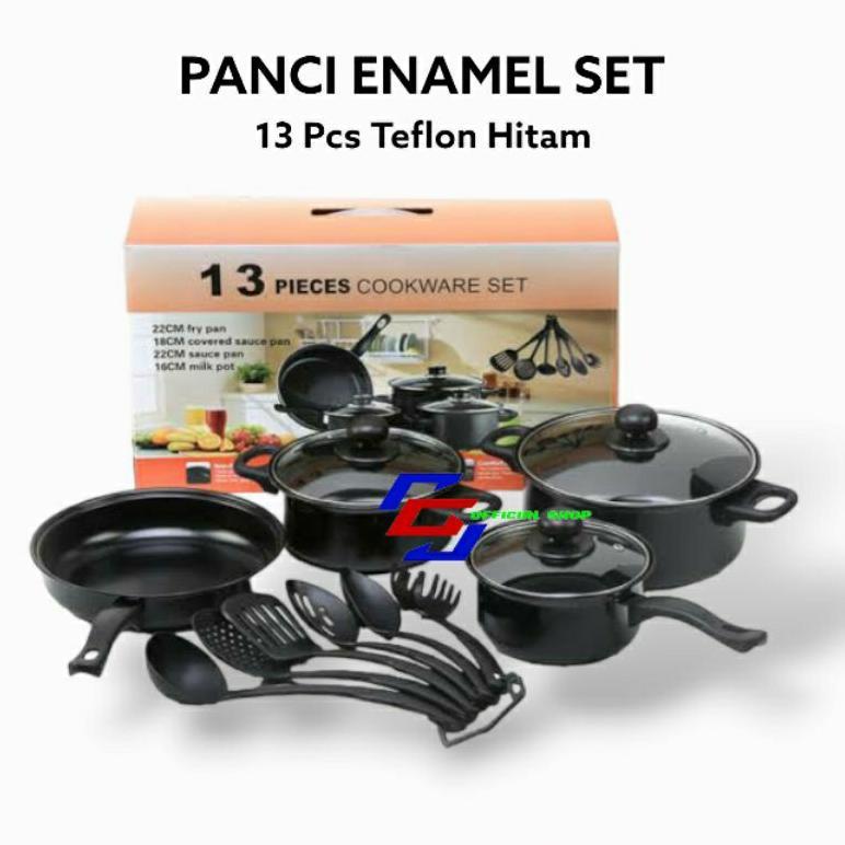 Panci Set Teflon 13 Pcs Cookware Anti lengket panci spatula set