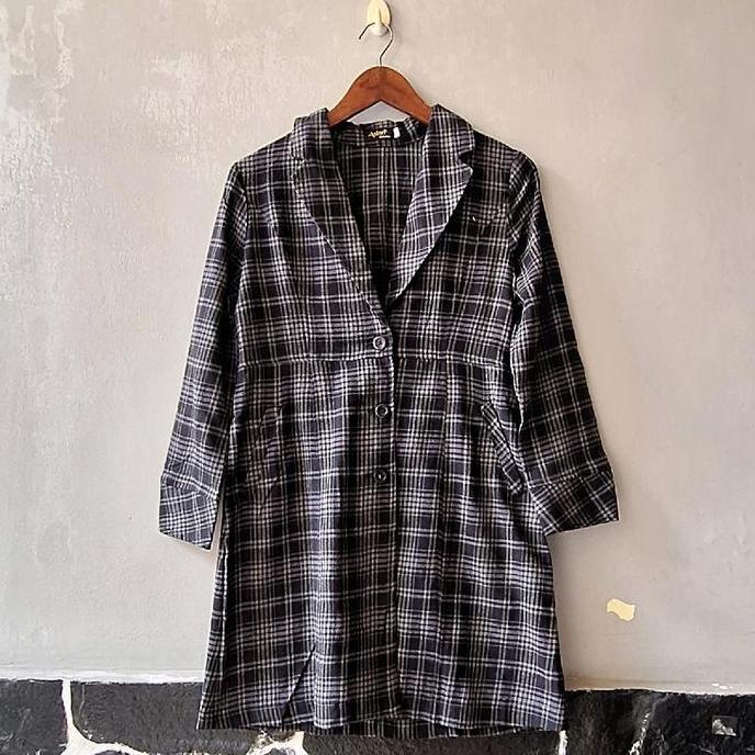 Gita Blazer Wanita by Astan Blajer Flanel Motif Kotak Outer
