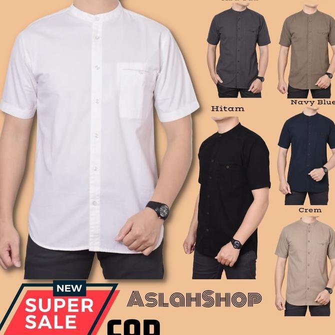 baju koko pria keren koko cowok dewasa 2022 kemeja lengan pendek pria baju muslimin polos JUMBO XXL.