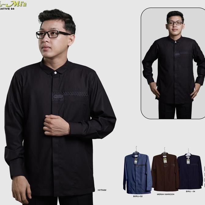 Baju Koko Creative new series - koko almia Creative terbaru - koko putih lengan panjang almia