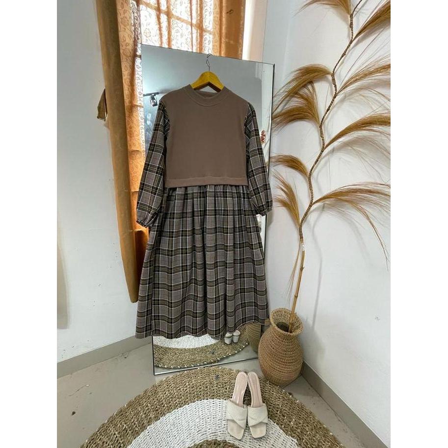 AB Collection LULA03 -15 Pakaian Muslimah Wanita Dewasa Model Terbaru Elegan Kekinian Midi Flanel Ko