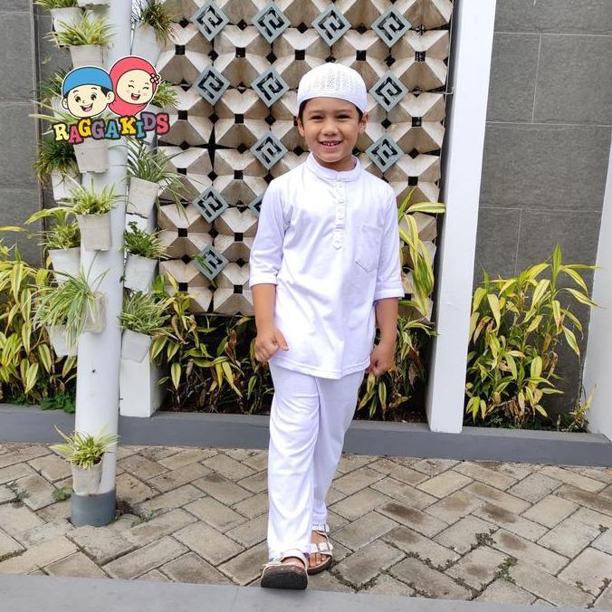 kaos kurta putih anak laki-laki raggakids set baju muslim Koko 2-10th