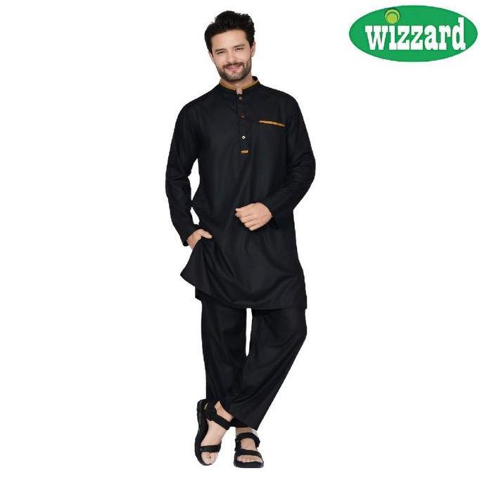 Setelan Baju Celana Koko Gamis Muslim Kurta Dewasa Katun Toyobo Panjang Polos Pria jubah Abu Hitam N