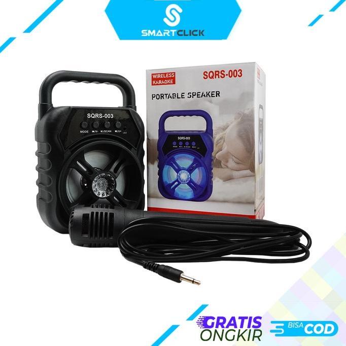 terbaru speaker bluetooth super bass 3 inch free mic karaoke fm sqrs 003