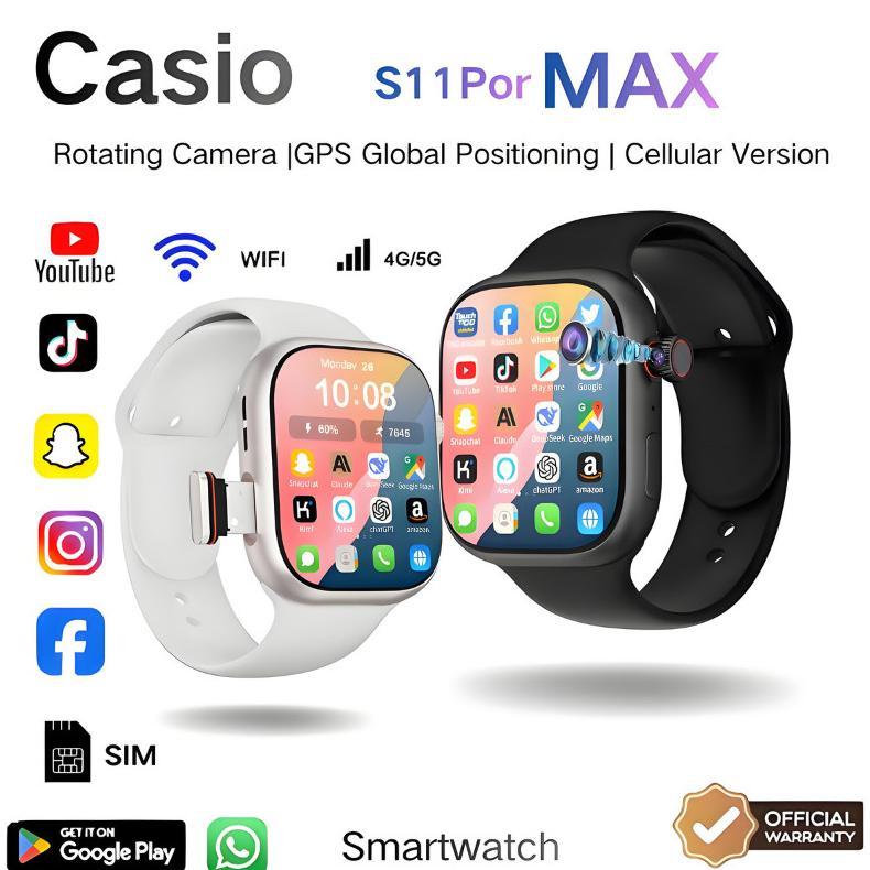 NEW BISA HOTSPOT / BISA VIDEO CALL CASIO M16 SMARTWATCH  LDS 5G SIM CARD WIFI 6+256GB PLAYSTORE BLUE