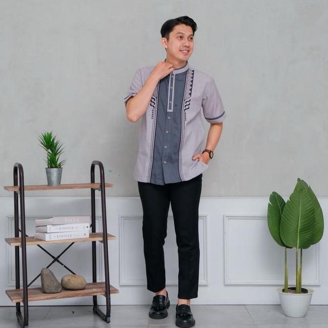 [Asriyani] Atasan Baju Koko Izra Lengan Pendek Pria Dewasa Katun Interlis Terbaru Kombinasi Warna Bo