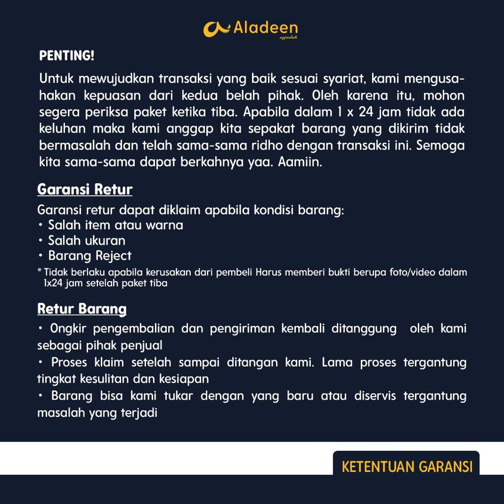 Sajadah Aladeen (QOOBA) - OCEAN BLUE Size Dewasa FREE Kartu Ucapan
